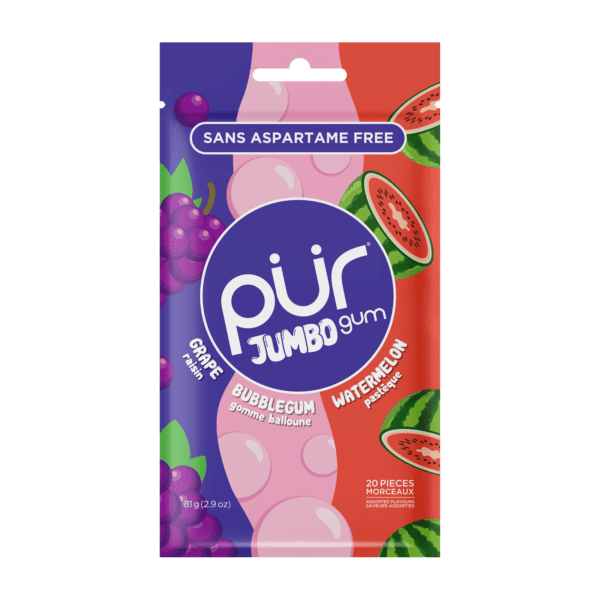 PUR JUMBO Grape Bubblegum Watermelon Gum