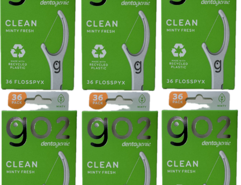 GO2 Dentagenie Fine Flosspyx Minty 6x 36pc