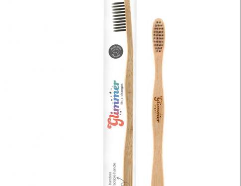 Glimmer Biodegradable Bamboo Toothbrush Adult Charcoal Ultra Soft