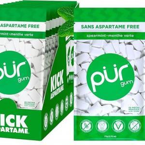 PUR Spearmint Chewing Gum Box 12x 77g Bag