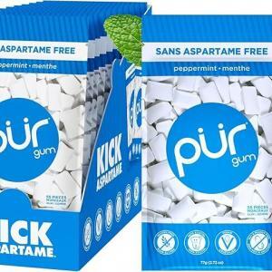 PUR Peppermint Chewing Gum Box 12x 77g Bag