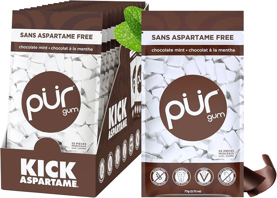 PUR Gum Chocolate Mint Gum x12 PUR Chocolate Mint Chewing Gum